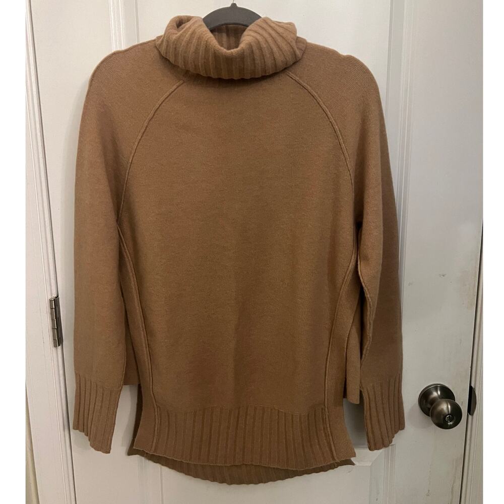 Brochu Walker Merino Wool Angora blend turtleneck sweater M Camel Quiet Luxury